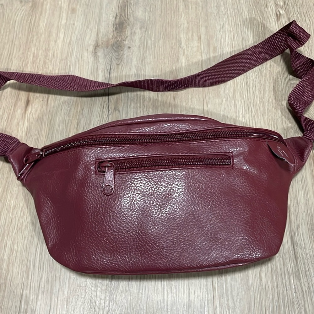 Burgundy, leather fanny pack